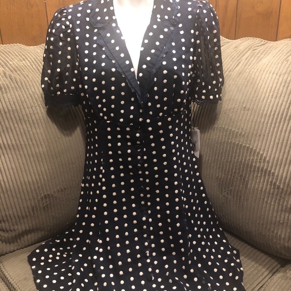 LPA Dresses & Skirts - LPA Blue & White Polka Dot Dress